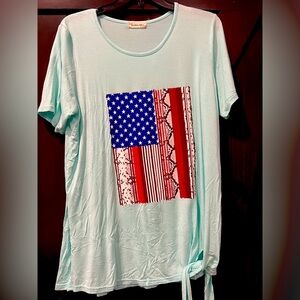 * 4/$20
Teal shirt with Flag